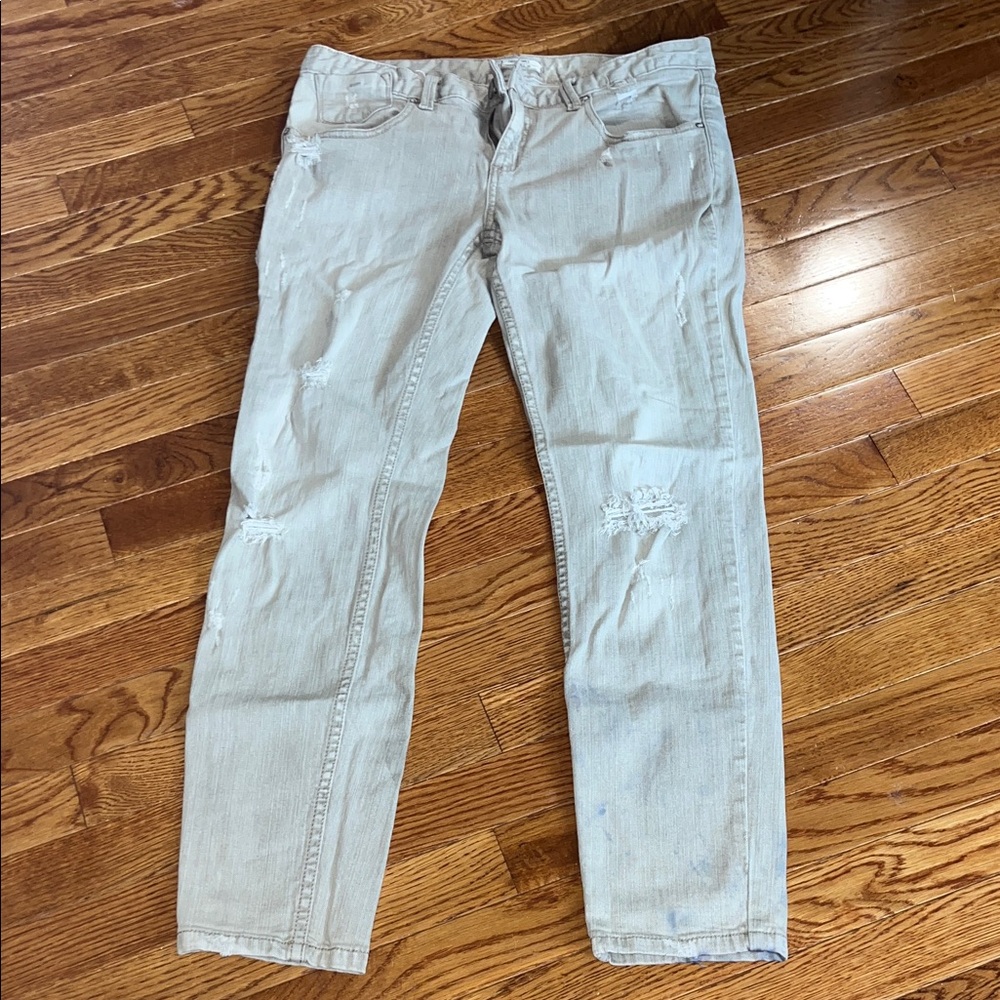 Free People Light Gray Slim Jeans